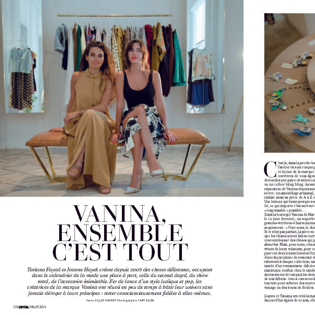 vanina in l'officiel levant - women entrepreneurship