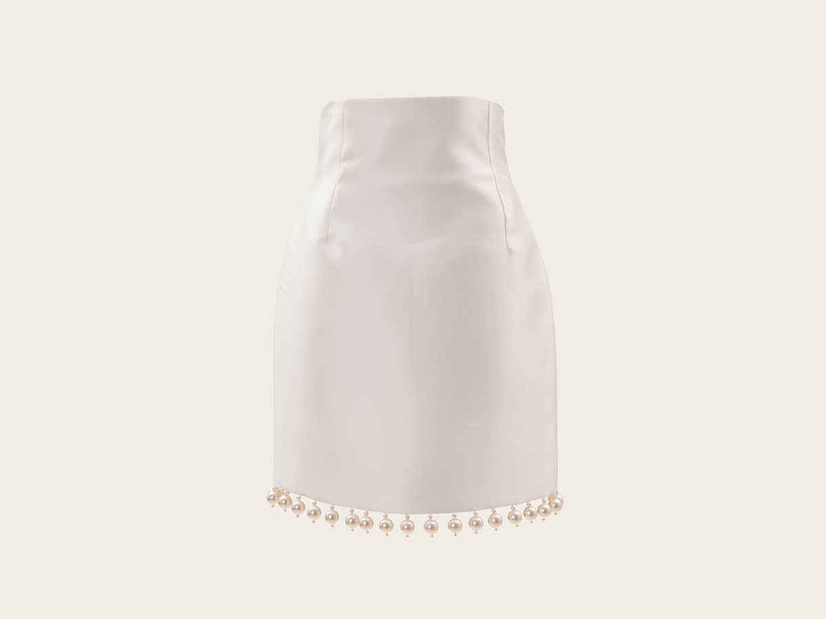 VANINA Lula Mini Skirt sk-lula mini_white pearls_xl